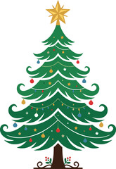 Obraz premium A colorful christmas tree with ornaments and a star on top isolated on white background