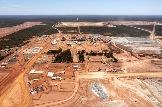 production process in a Lithium Mine, Aerial View, Great Western Woodlands, Western Australia