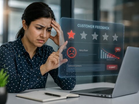 Customer dissatisfaction and negative feedback. For customer experience management, online reputation monitoring, satisfaction surveys, CRM solutions, review analytics, and business performance report