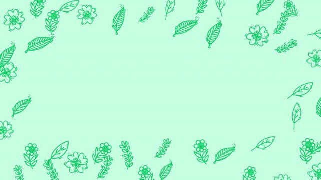 Decorative Flower and Leaf Border Motion Background with Copy Space for Design Projects