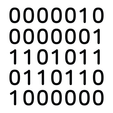 Binary code sequence icon for computer programming and data processing