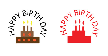 Naklejka premium Happy Birthday typography logo design set