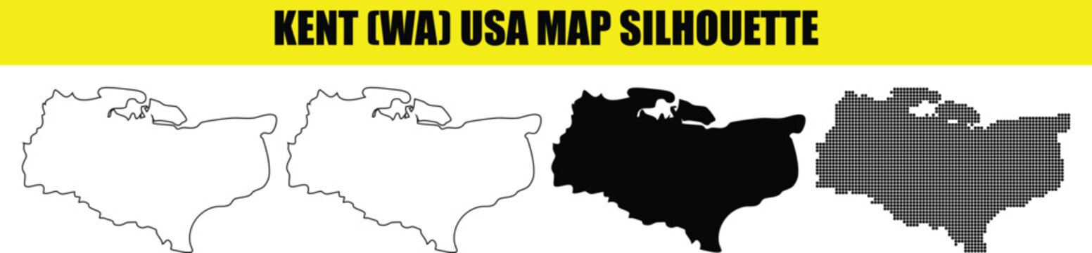 Kent washington usa map silhouette isolated on white background vector.