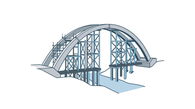 Bridge Construction Site - Arch Bridge Engineering and Infrastructure Development