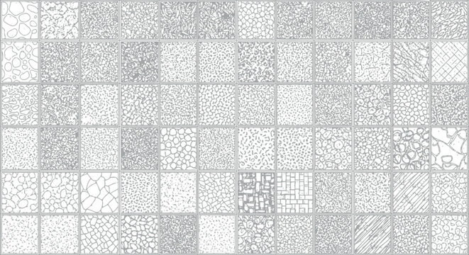 Comprehensive collection of architectural site plan textures and landscape symbols for urban planning and master design projects in vector format