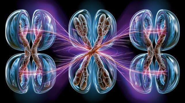 medical science illustration, meiotic nondisjunction process diagram showing chromosomal separation error during cell division resulting in XXY gamete formation