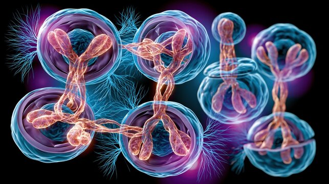 medical science illustration, meiotic nondisjunction process diagram showing chromosomal separation error during cell division resulting in XXY gamete formation