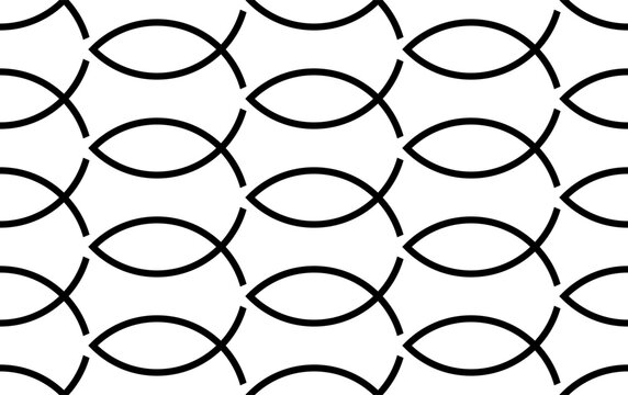Christian Fish Symbol Seamless Pattern on White Background