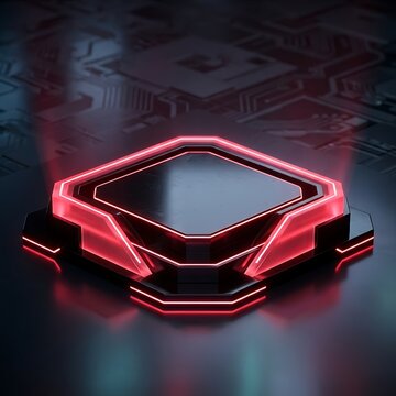Sleek Glossy Black and Neon Red 3D Product Display Sale Podium