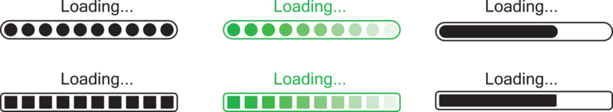 Loading animation icons set with different styles and colors for web and app design