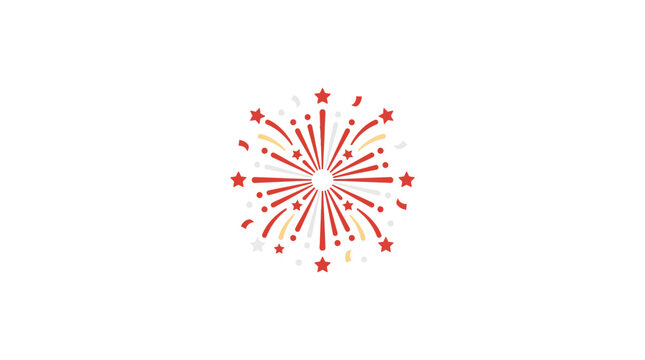 Minimalist Red and Gold Star Fireworks Burst Illustration
