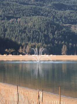 Harrison Lagoon in the Harrison Lake during a winter season in Harrison Hot Springs, British Columbia, Canada