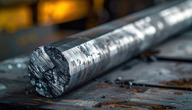 Dense Dark Grey Uranium Metal Rod Displaying Its Heavy Mass and Machined Surface Texture