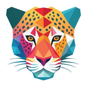 Geometric Leopard Head Vector Portrait