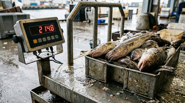 Freshly caught fish on an industrial scale at a commercial fishing port