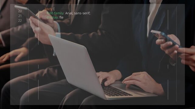 A captivating scene of hands working on laptops with a Script code snippet displayed, showcasing modern coding practices in a collaborative workspace atmosphere. Raster