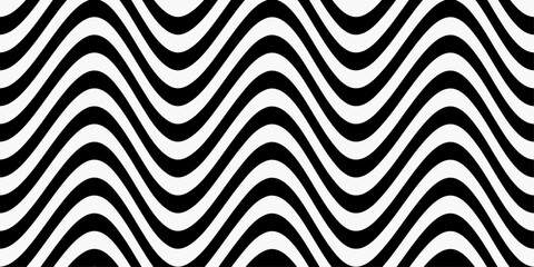 Obraz premium Abstract Black and White Geometric Pattern with Waves. Black and White texture Background pattern wallpaper vector illustration, new, 
