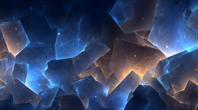 青く発光するクリスタルの幻想的な抽象背景