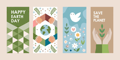 Floral ornament set with earth day and planet conservation themes vector illustration © MSTShikha