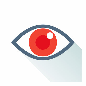 Stylized Red Eye Icon with Long Shadow