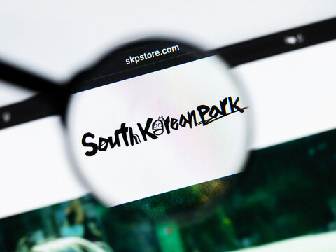 Milan, Italy 2026, 20 Apr Closeup of SKP Store website on a laptop screen. SKP Store logo under a magnifying glass.