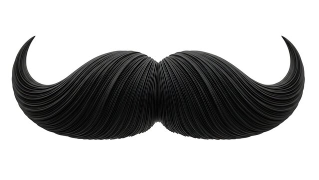 3D rendered realistic black handlebar mustache isolated on white background.