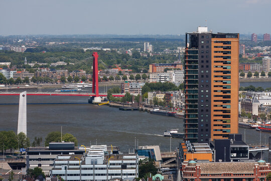 Rotterdam City Skyline and Willems Bridge from Euromast