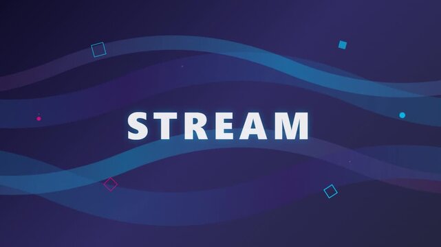 Abstract Stream Wave Motion Background with Glowing Particles and Text.
