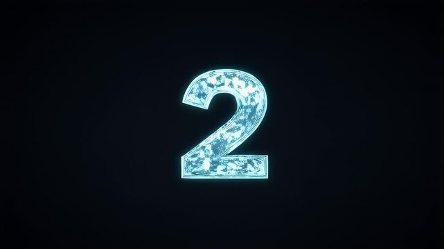 Glowing number 4 with sparks on a dark background