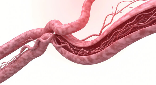 Close-up Of Arteries And Veins With Blood Flow