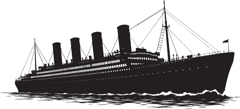 Vintage Passenger Steamship and Ocean Liner Silhouettes