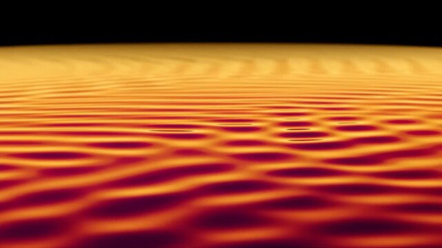 Abstract orange and gold rippled surface with dark background