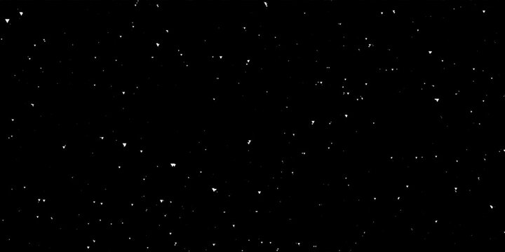 Chaotic white bokeh on a black background, light spots texture, abstraction, falling snow, starry sky, bright glare of light texture