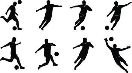 Black silhouette soccer players kicking ball © NasimaAktar