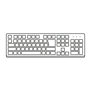 Full size computer keyboard with numeric keypad line art vector icon