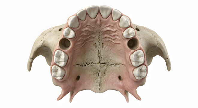 Highly Detailed 3D Scientific Render of Human Hard Palate Anatomy, Suitable for Science Education, Isolated on a White Background