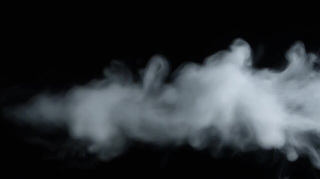 White smoke cloud puff blowing on black background 黒背景の白煙霧素材 ループ動画