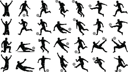 Black silhouettes of soccer players in various actions © Md. Musaddik Rahman