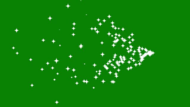 4k Luxury white glitter sparkles line trail, magic sparkles glitter line stars, magic dust, pixie dust path.twinkling particles on green screen background. 4K video