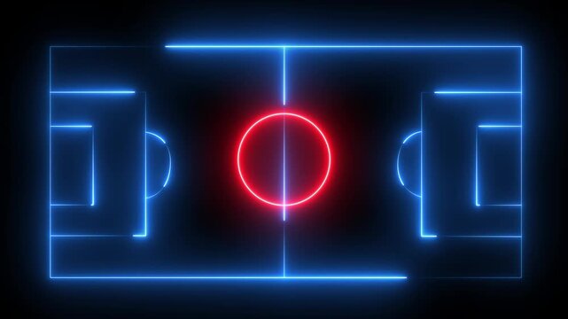 Neon Football Field Animation on Black Background - Championship Match Versus Teams Intro