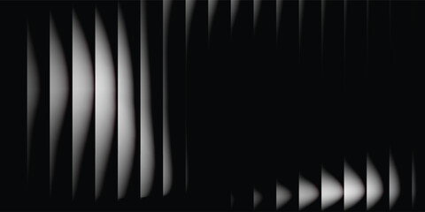 Naklejka premium Reeded glass with black and white gradient. Ribbed glass background with refraction effect. Abstract vector background