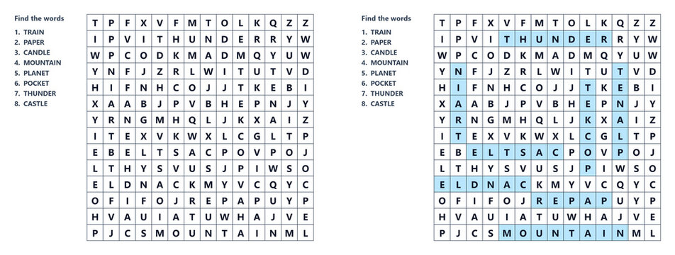 Animal theme word search puzzle for kids, find hidden words, printable with answer key