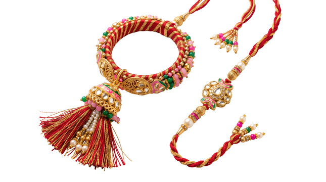 Elegant bhaiya bhabhi rakhi set isolated on transparent background