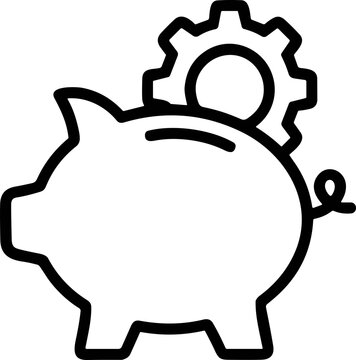 Piggy bank with gear icon, symbol for savings, finance, mechanical engineering, and investment