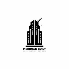 Fototapeta premium Bold geometric construction logo with crane