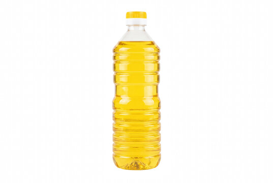 Plastic Bottle Filled with Golden Vegetable Cooking Oil