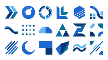 Collection of various blue shapes. © elsa
