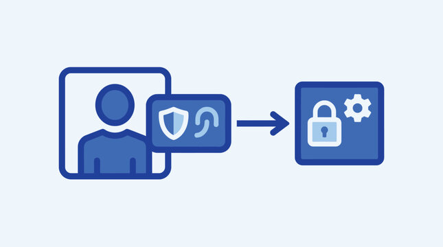 User account security settings icon, digital identity protection and biometric authentication concept