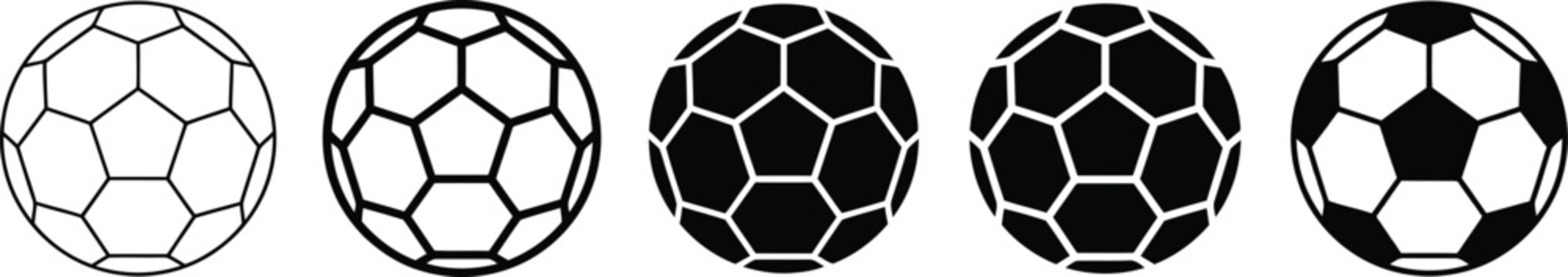 Black and white soccer ball icons