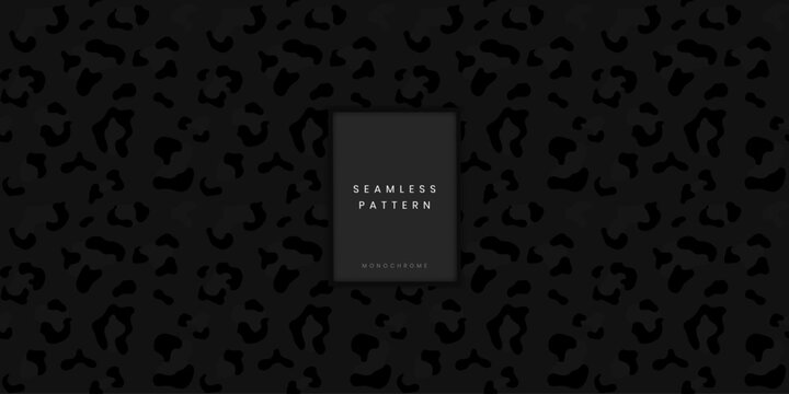Wild seamless animal pattern featuring dark grey leopard or jaguar spots and panther print on black background for exotic fashion textile and luxury lifestyle branding